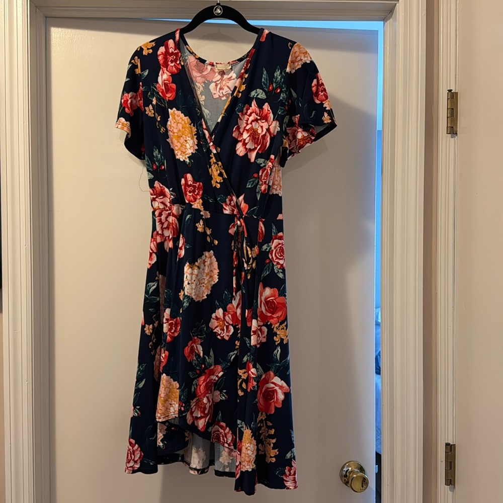 Floral faux wrap dress